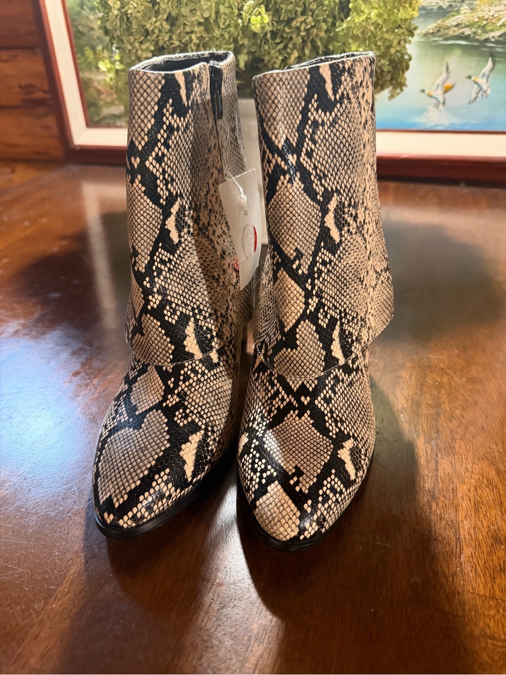 XOXO Faux Snake Print Ankle Boots Size 9